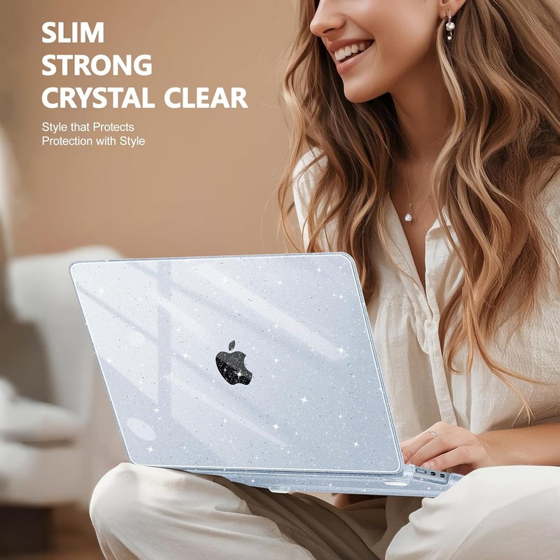 May Chen for M4 MacBook Air 13.6 inch Case 2025 2024 2023 2022 Release A3240 M3 A3113 M2 A2681, Plastic Hard Shell Case for MacBook Air 13.6" with Retina Display Fits Touch ID, Blue Glitter - Image 4
